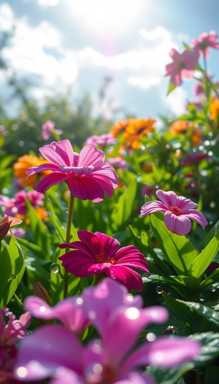 Free Spring Rain Garden iPhone Aesthetic Wallpaper